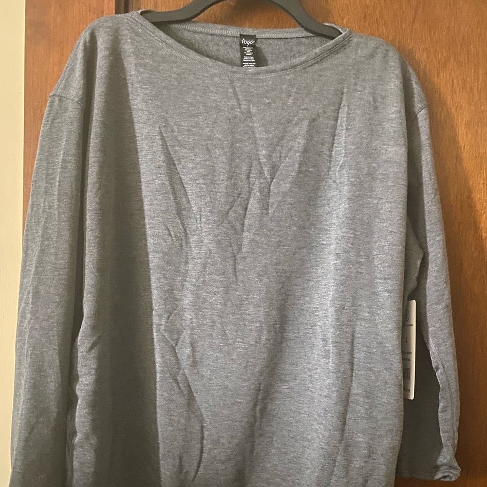 VOGO Absolutely Fit Gray Long Sleeve Ladies Pullover Shirt Top, Size L, NWT